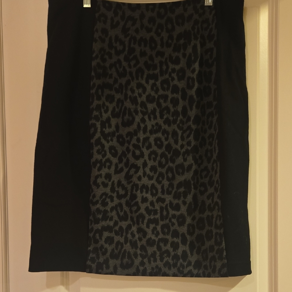 Chico's Pencil Black Leopard Print Skirt